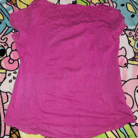 Size Medium Stretchy Cotton Spandex Cute Ann Taylor LOFT Women's Pink  T-Shirt - Picture 7 of 8